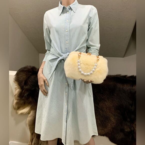 Handmade Real Rex Rabbit Fur Kisslock Top Handle bag/Crossbody & 2 Chain Styles - Picture 2 of 16